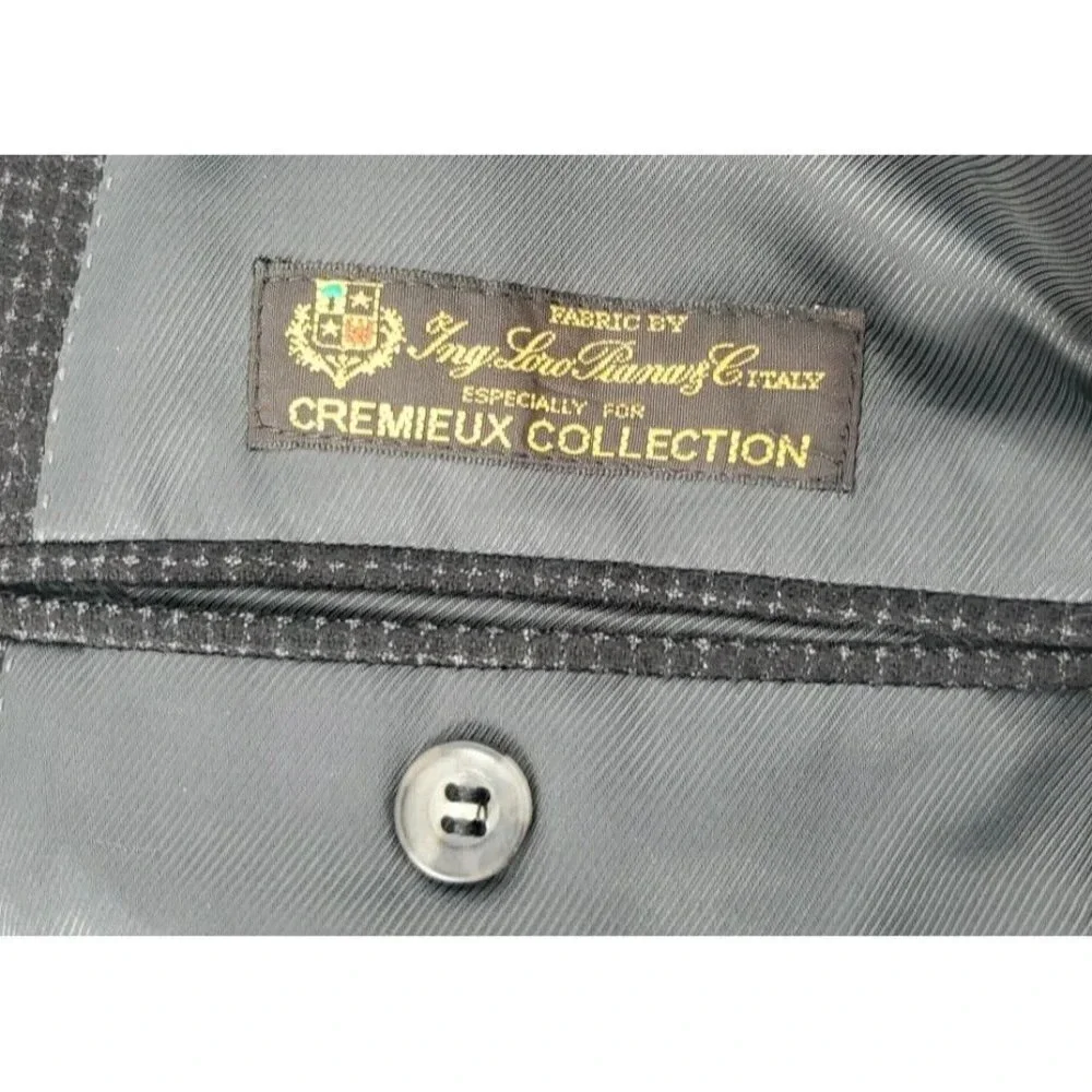 Daniel Cremieux Blazer Sport Coat Suit Jacket Loro Piana 43R Black Gray Dot